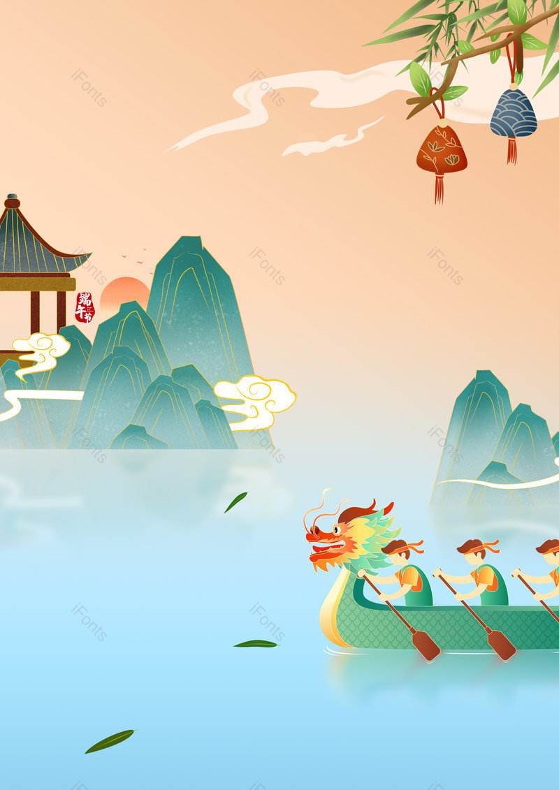 端午节中国风传统节日赛龙舟背景,插画/手绘图,插画/手绘图库,插画/手绘图下载,插画/手绘